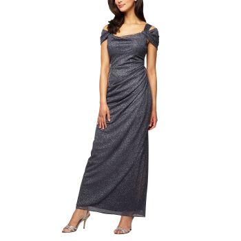 Women's Long Mesh Cold Shoulder Dress Regular