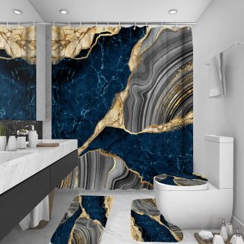 4Pcs Marble Shower Curtain Sets