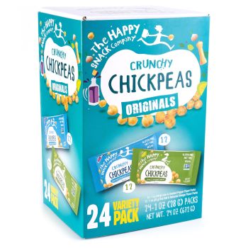 Crunchy Chickpeas Variety Pack 24 x 1 oz ( Sea Salt & Balsamic Vinegar Flavor and Lime & Cracked Pepper Flavor). 5g Protein & 120 Cals. Gluten