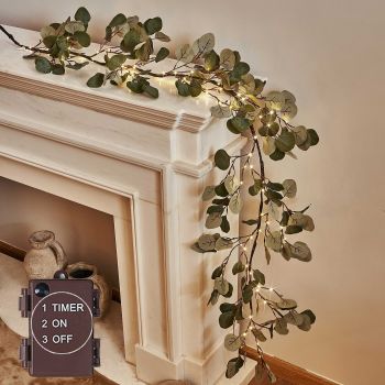 Lighted Eucalyptus Garland Battery Operated