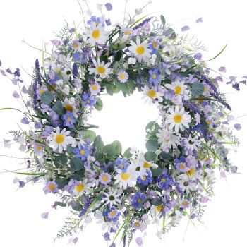 22 Inches Spring Wreath Artificial Spring Wreaths for Front Door Spring Flower Wreaths Summer Wreath