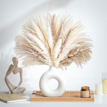 70PCS Natural Dried Pampas Grass Boho Home Decor Bouquet Phragmites Dried Flowers Bouquet for Wedding Floral Arrangements Home Decorations (70PCS)