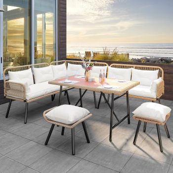 Patio Wicker L-Shaped Furniture Set