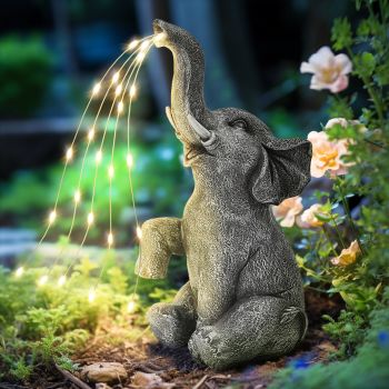 Elephant Statue Solar Garden Decor LED Light Strings