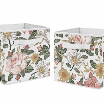 Vintage Floral Boho Foldable Fabric Storage Cube Bins Boxes Organizer Toys Kids Baby Childrens