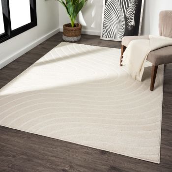Modern Geometric Wave Cream 6x9 Area Rug