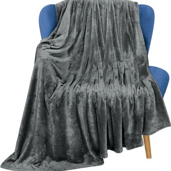 Fleece Blanket Throw Size Grey 300GSM Luxury Blanket for Couch Sofa Bed Anti-Static Fuzzy Soft Blanket Microfiber (60x50 Inches)