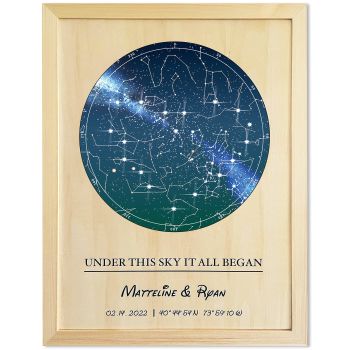 Custom LED Starlinght Map -Timed off (Framed Star Prints,Multiple Color,Engagement Gift
