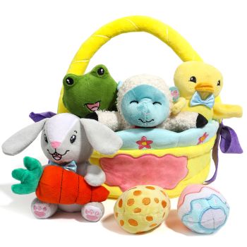 8 Pcs Easter Plush Basket Playset Stuffed
