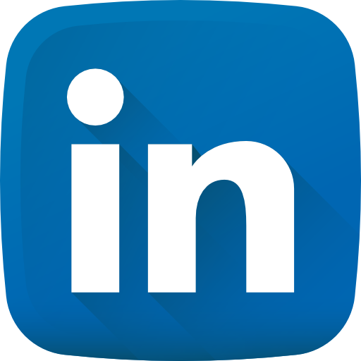 Blue LinkedIn icon with white letters