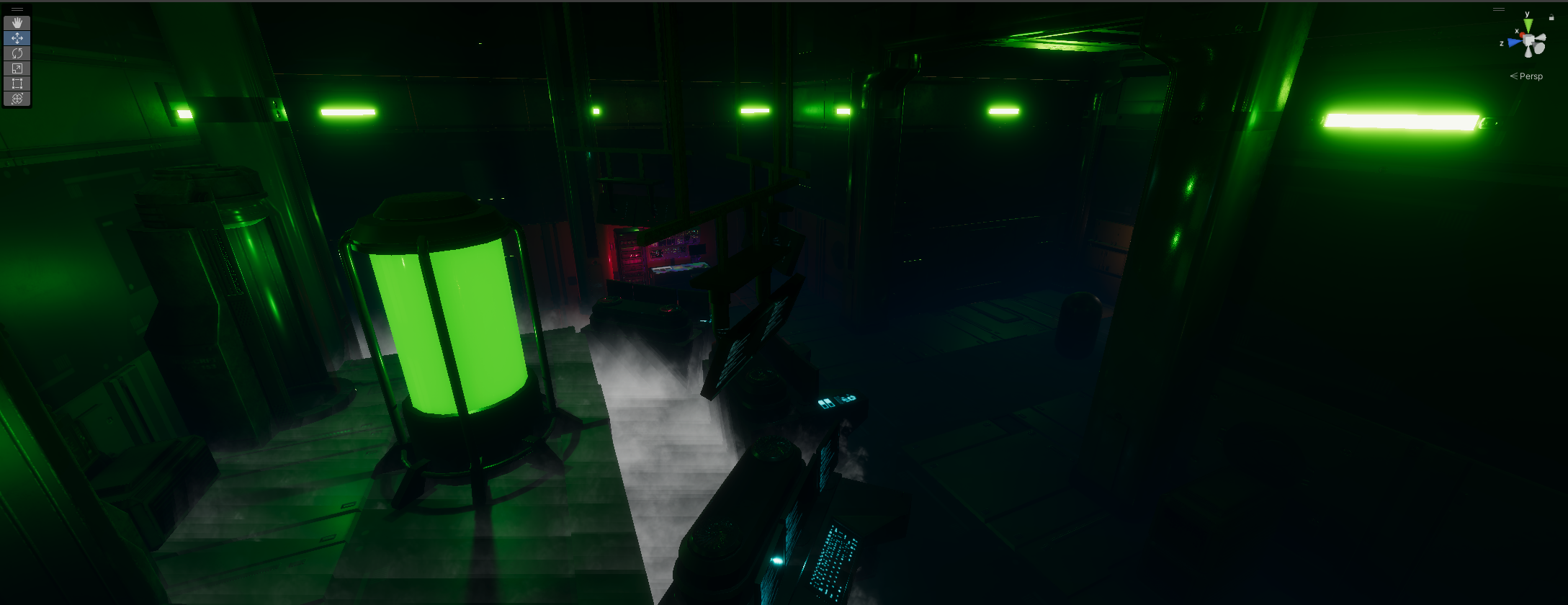 side view of SCI-FI room using HDRP with fog