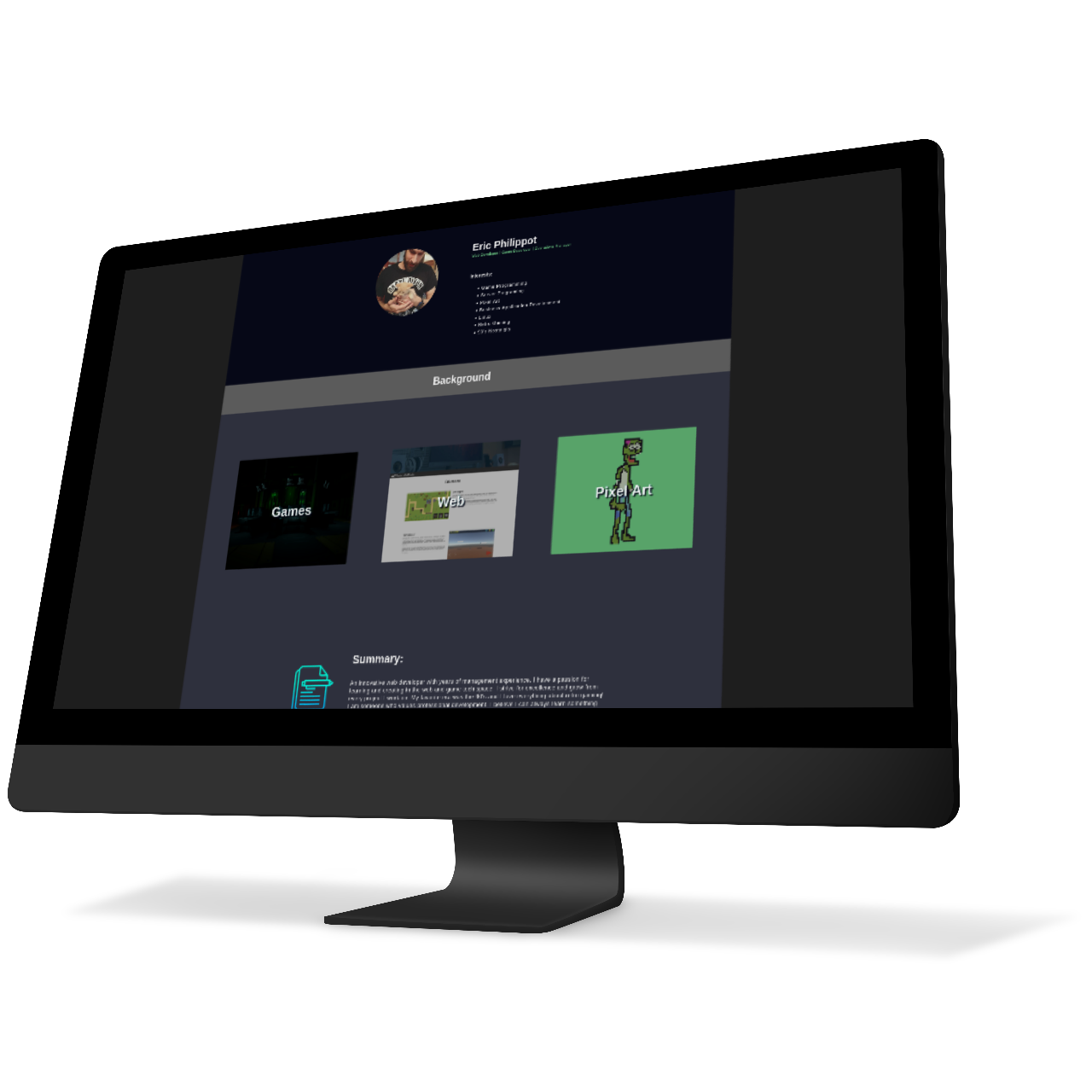 mac pc mockup with site homepage displayed on screen