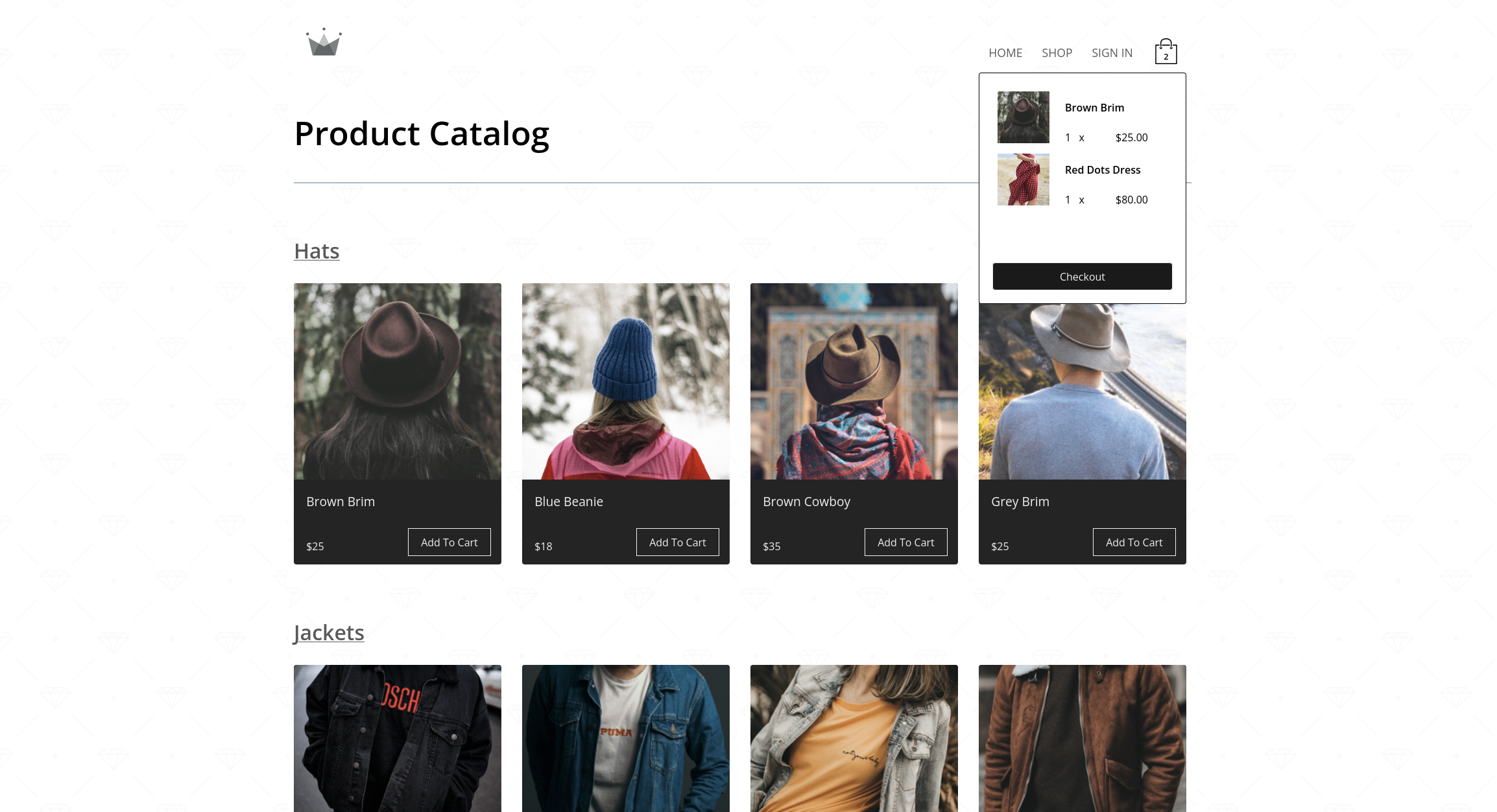 React eShop Demo project images to show progress