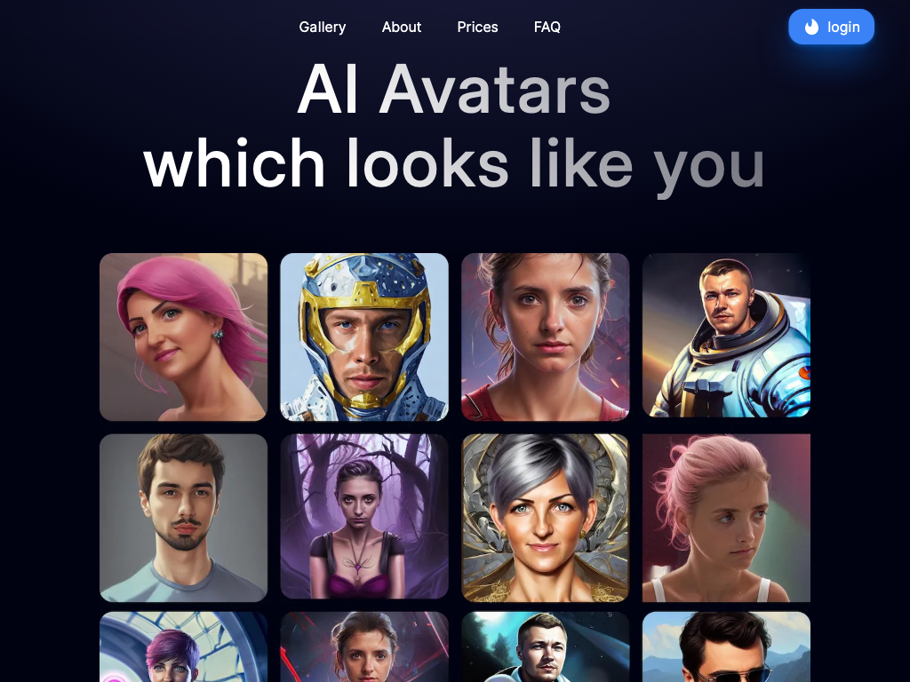 Screenshot of creating personalised art portraits website