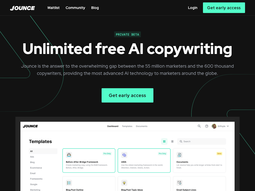 Screenshot of creating professional content quickly website
