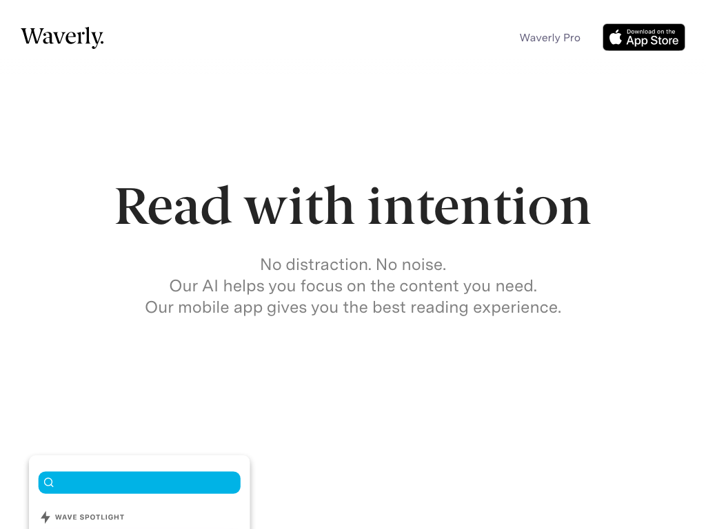 Screenshot of discovering, tracking and summarizing content website
