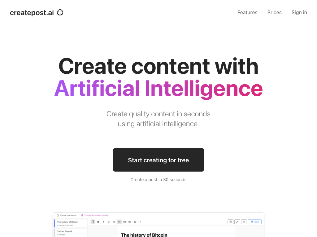 Screenshot of creating quality content website