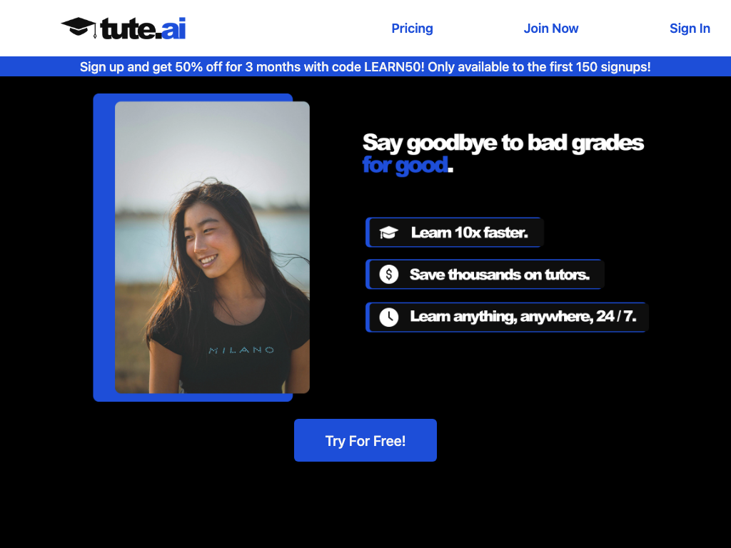 Screenshot of personalised curriculums, feedback and courses website