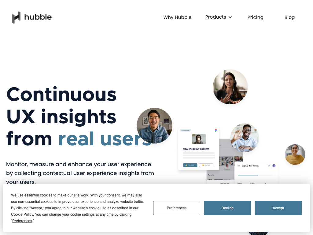 Screenshot of monitoring, measuring, and enhancing user experience website