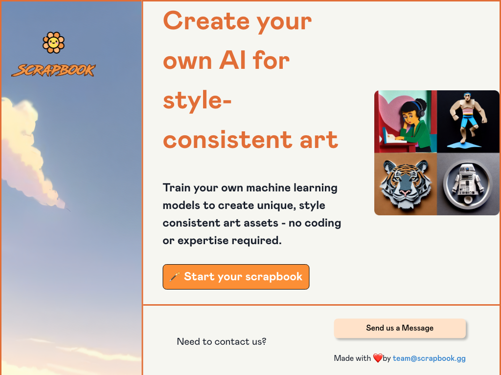 Screenshot of quickly creating art assets website