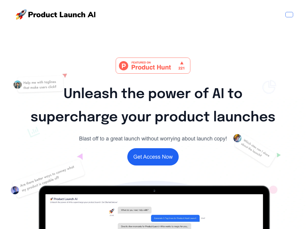 Screenshot of product launch promotion website
