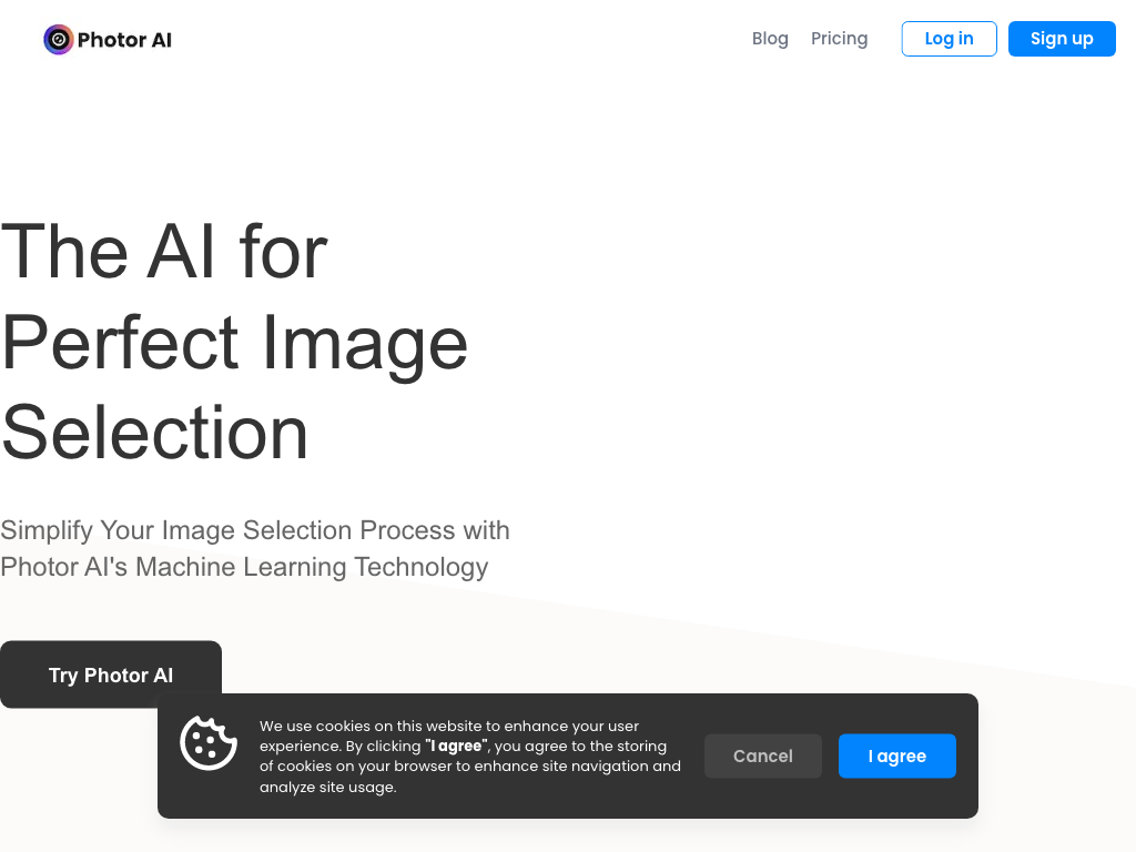 Screenshot of creating professional images quickly website
