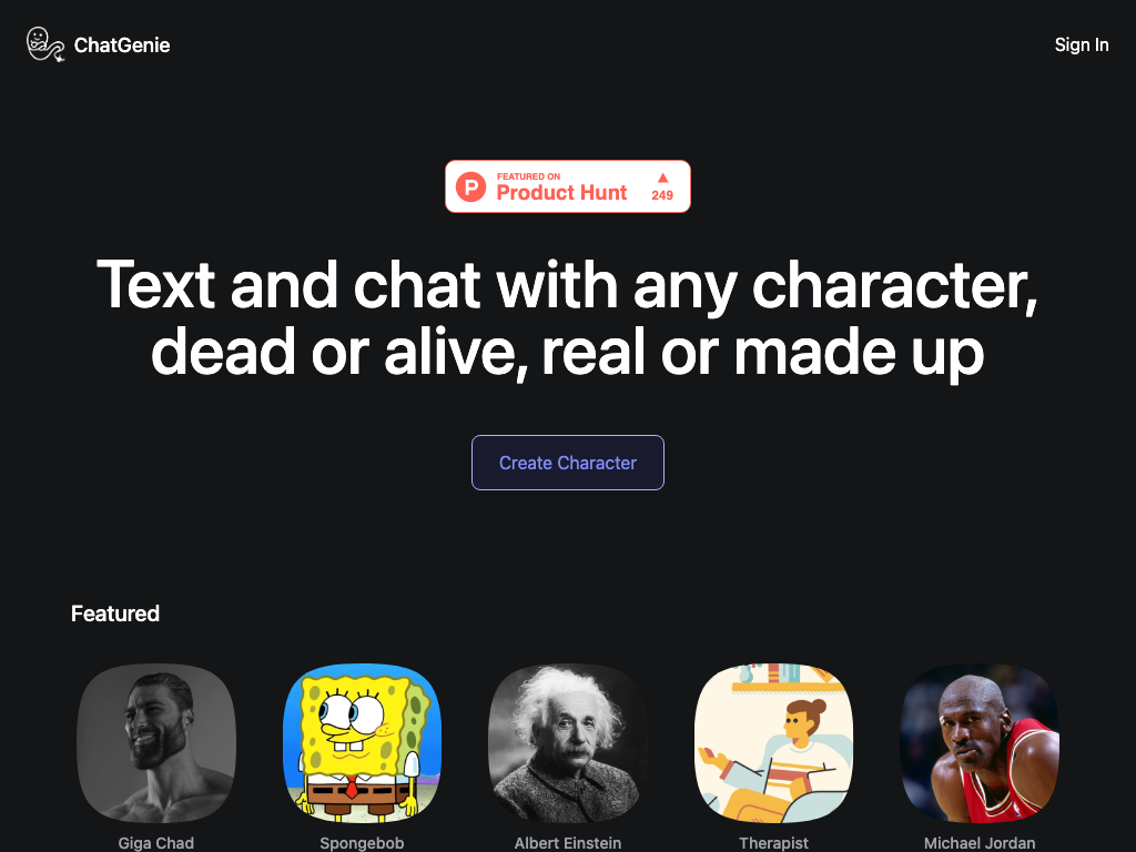 Screenshot of  website