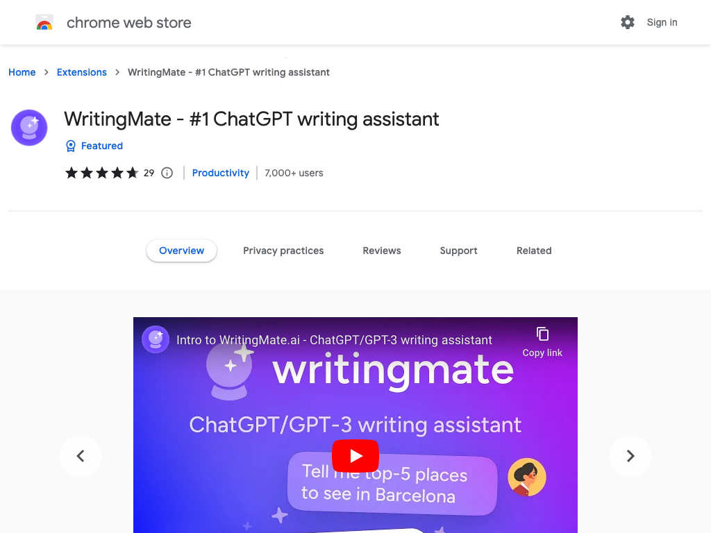 Screenshot of  website
