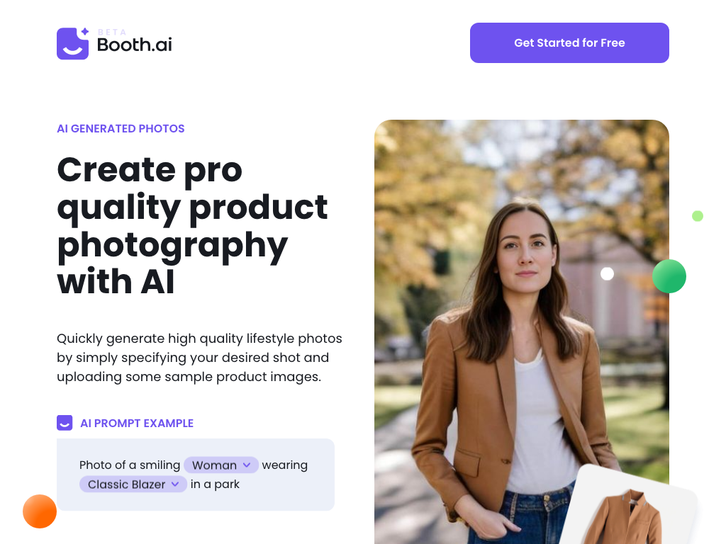 Screenshot of creating professional product images website