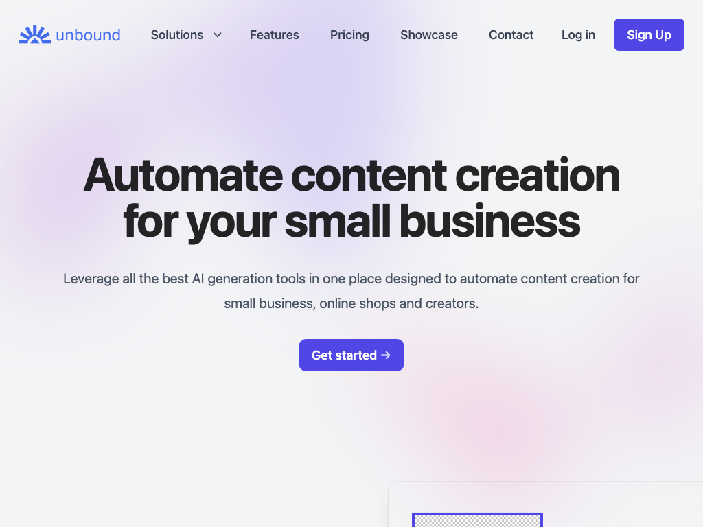 Screenshot of automated content creation for small businesses website