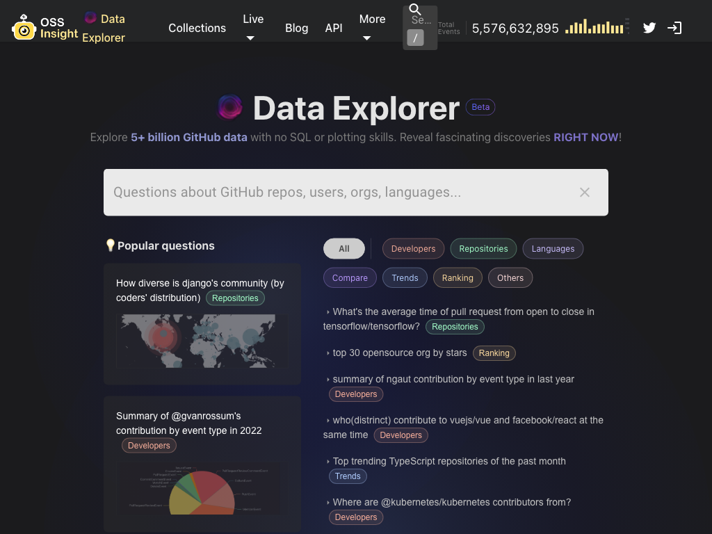 Screenshot of quickly visualizing and outputting results from large datasets website