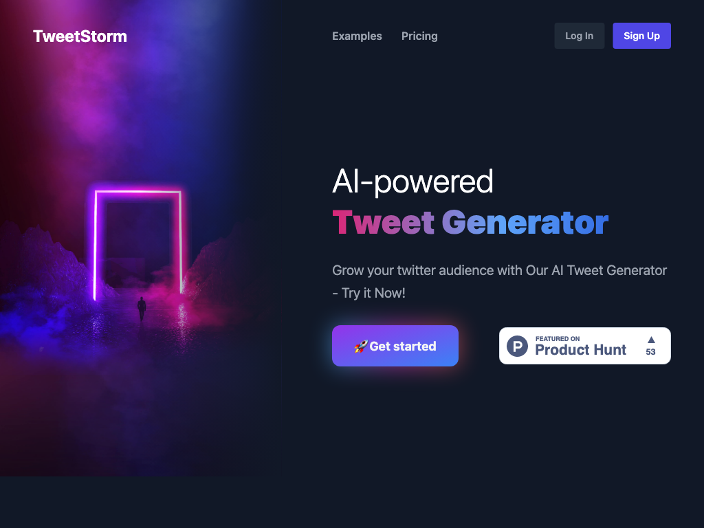 Screenshot of generating unique tweets and hashtags website