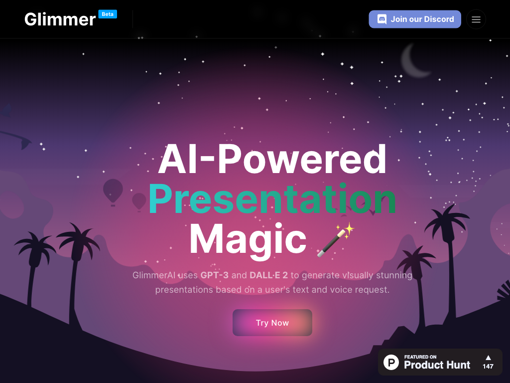 Screenshot of generating visually stunning presentations website