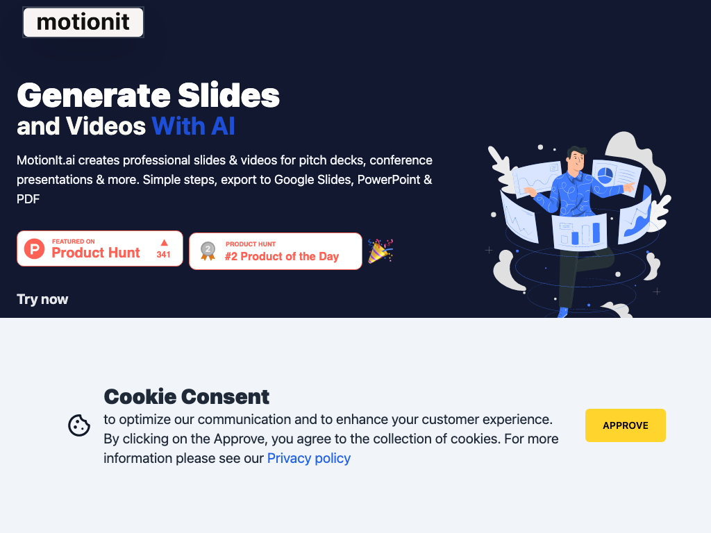 Screenshot of creating professional slides and videos website