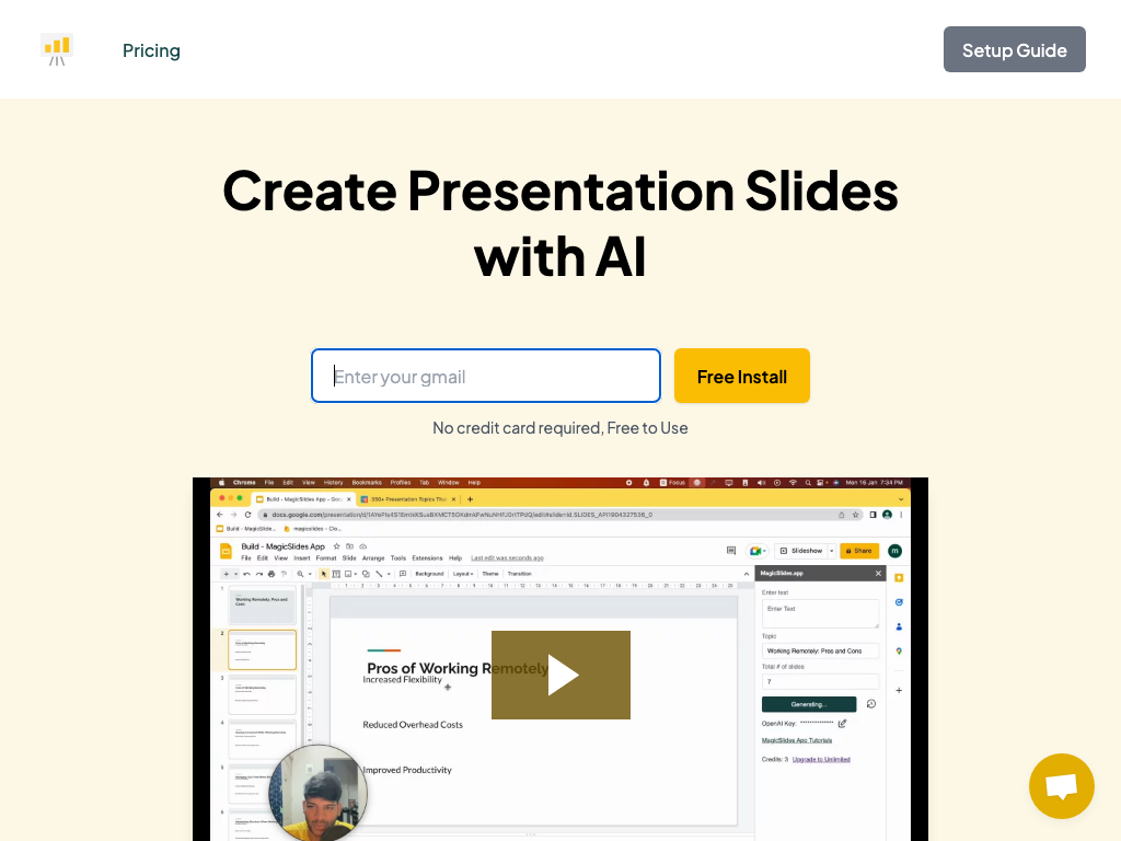Screenshot of quickly generating customised presentations website