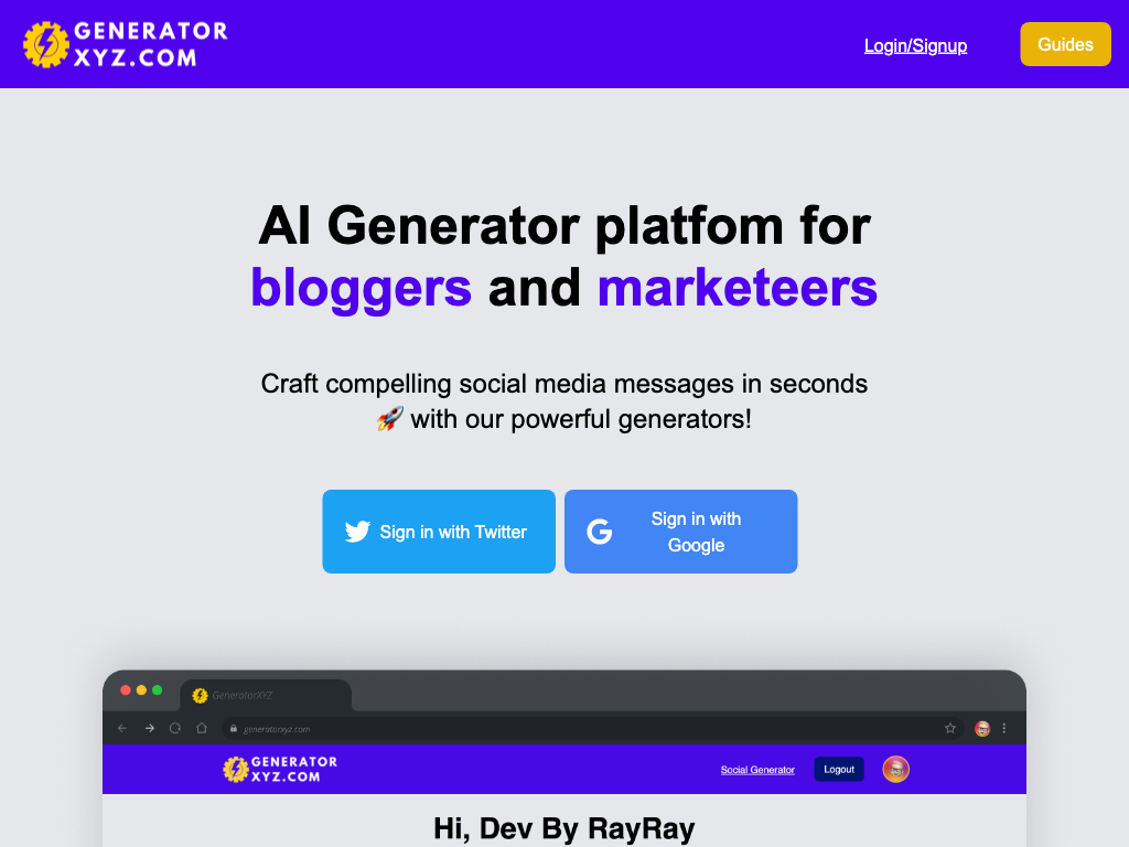 Screenshot of crafting social media messages website
