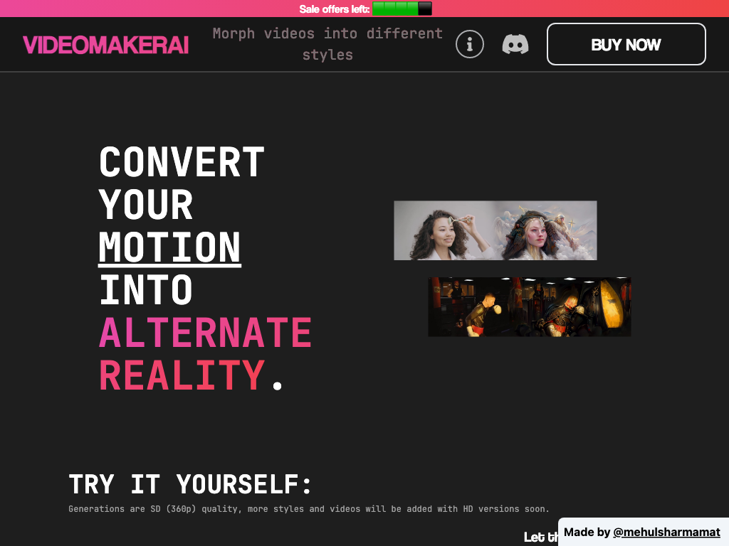Screenshot of creating HD music videos, vlogs, and experimental videos website