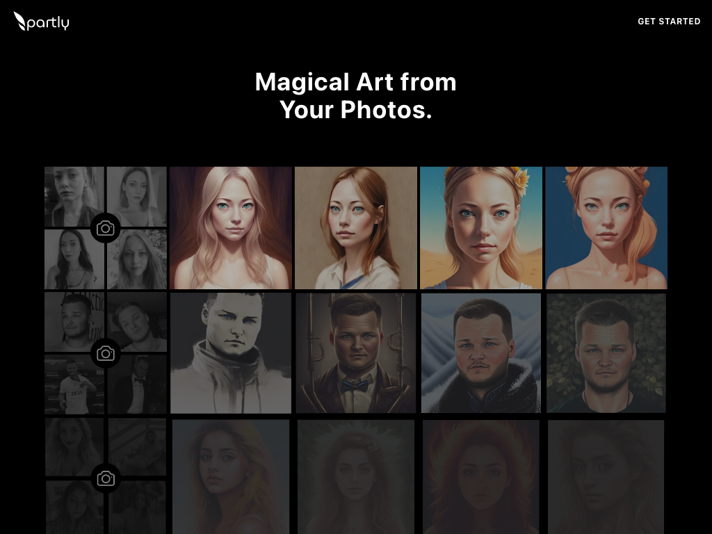 Screenshot of creating artworks from photos website