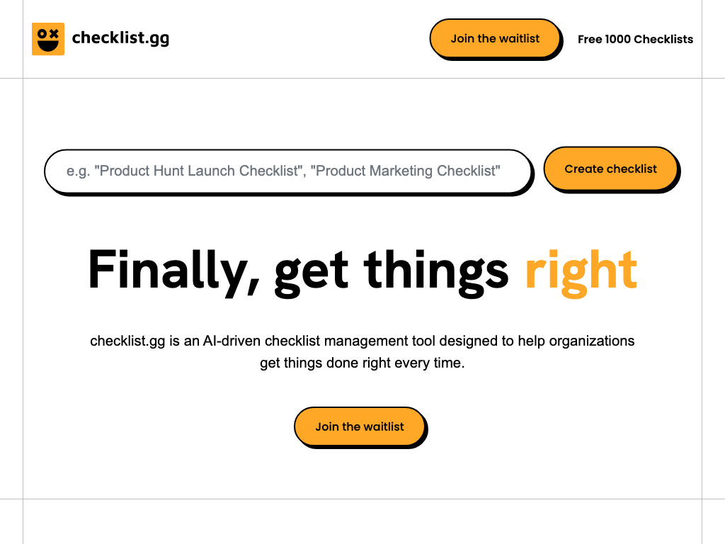 Screenshot of checklist management, task & workflow automation, real-time collaboration and process improvement website