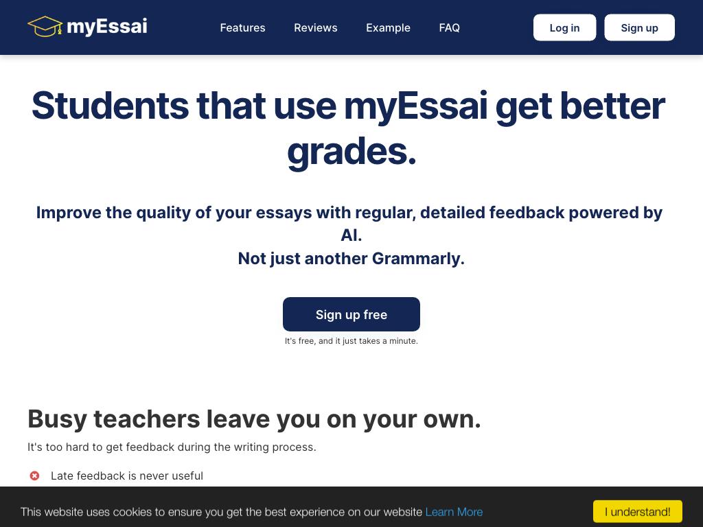 Screenshot of assessing essay quality and providing personalized guidance website