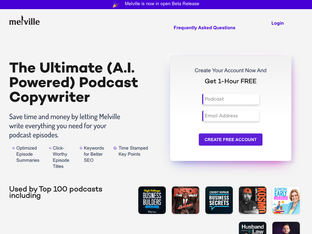 Screenshot of quickly creating engaging podcast content website