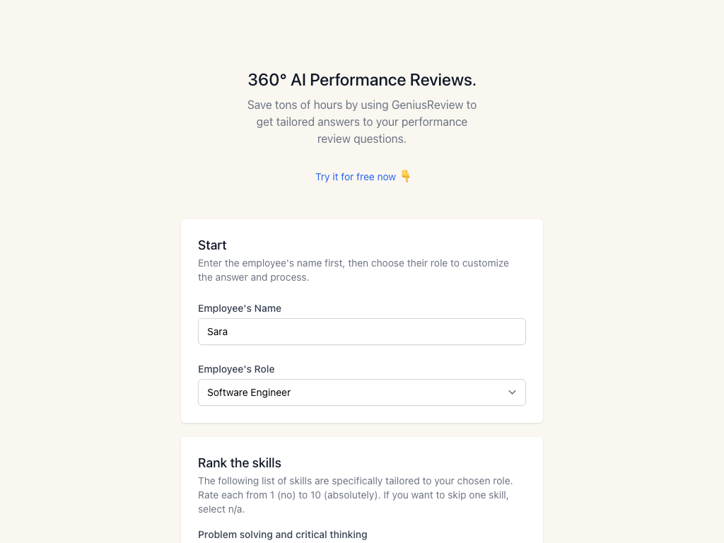 Preview image of GeniusReview - 360 AI Performance Reviews