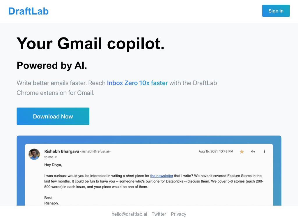 Screenshot of composing, personalizing, responding, triaging and labeling emails website