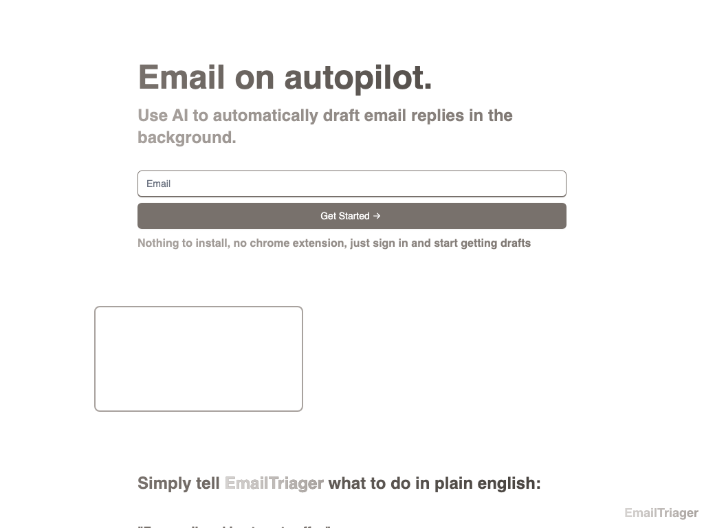 Screenshot of automatically drafting emails website
