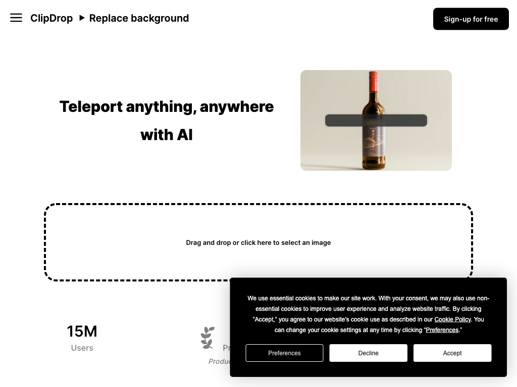 Screenshot of image generation, selection, processing and user management website