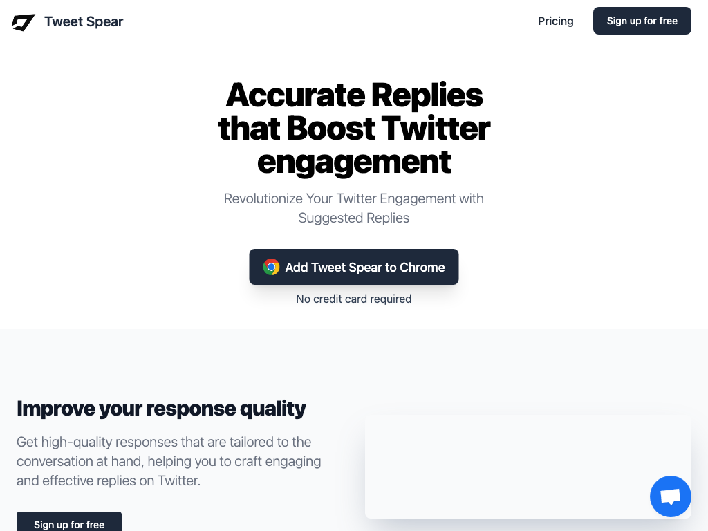 Screenshot of quickly generating high-quality, tailored Twitter responses website