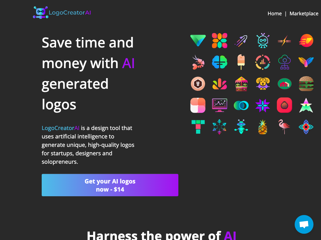 Screenshot of creating logos website
