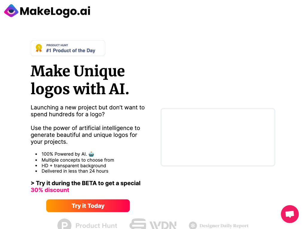 Screenshot of creating logos quickly and affordably website