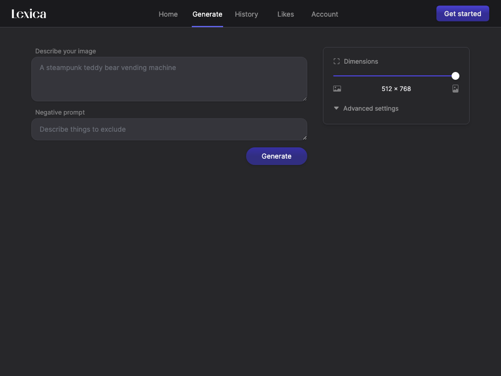 Screenshot of creating high-quality visuals quickly website