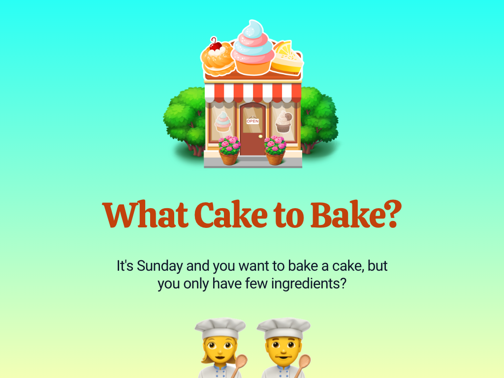 Screenshot of finding cake recipes website